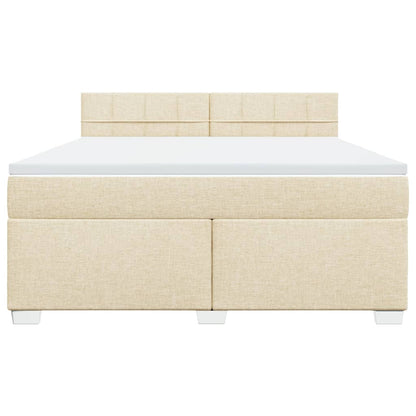 Boxspring met matras stof crèmekleurig 180x200 cm
