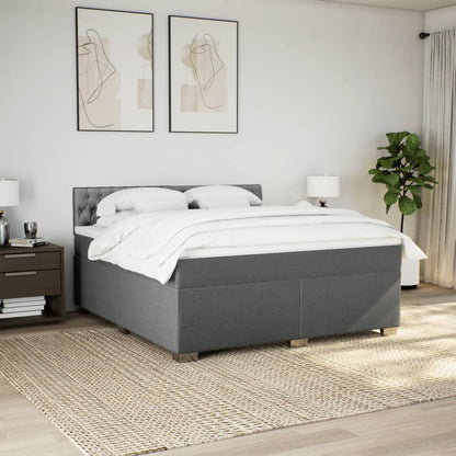 Boxspring met matras stof donkergrijs 180x200 cm