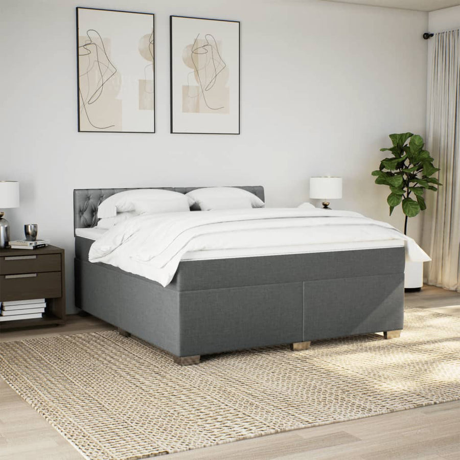 Boxspring met matras stof donkergrijs 180x200 cm