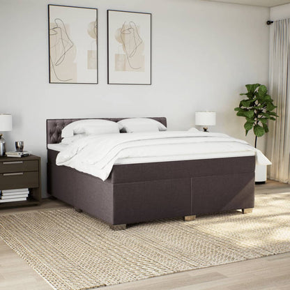 Boxspring met matras stof donkerbruin 180x200 cm