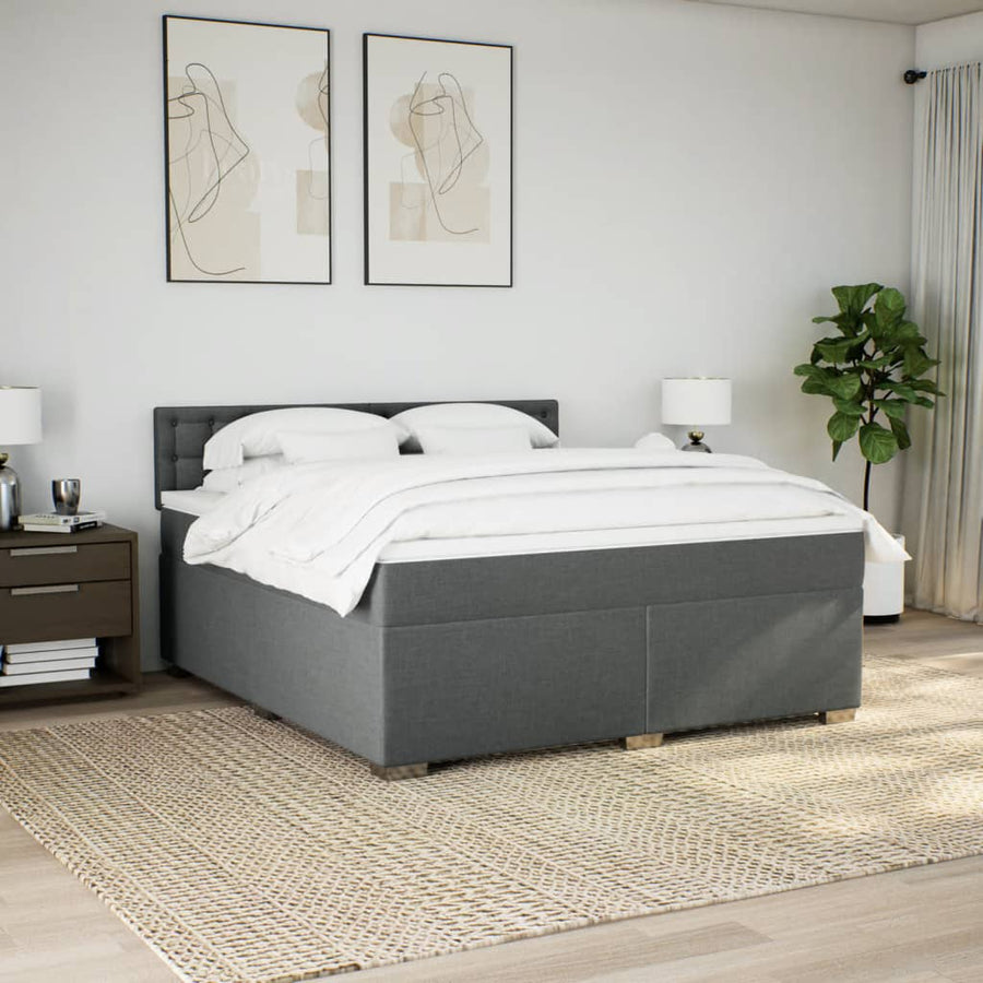 Boxspring met matras stof donkergrijs 180x200 cm