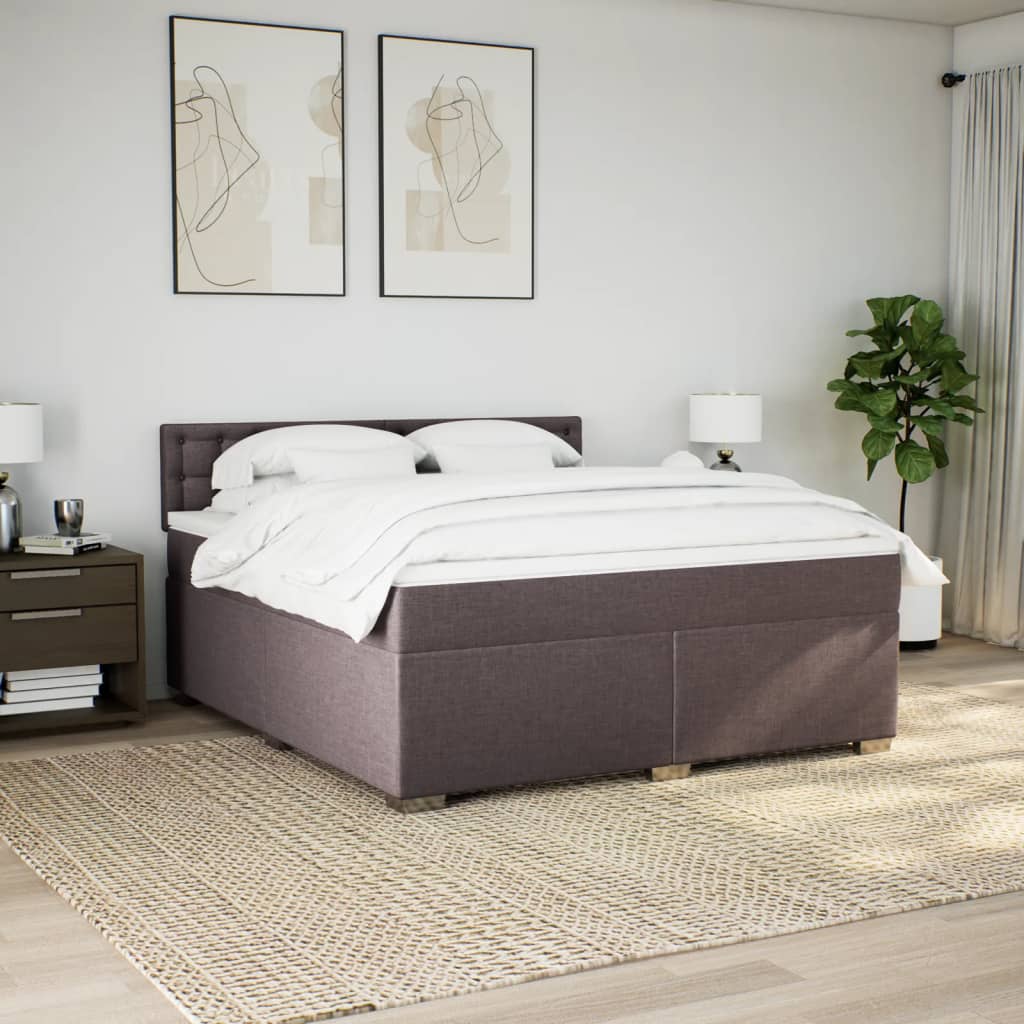 Boxspring met matras stof donkerbruin 180x200 cm