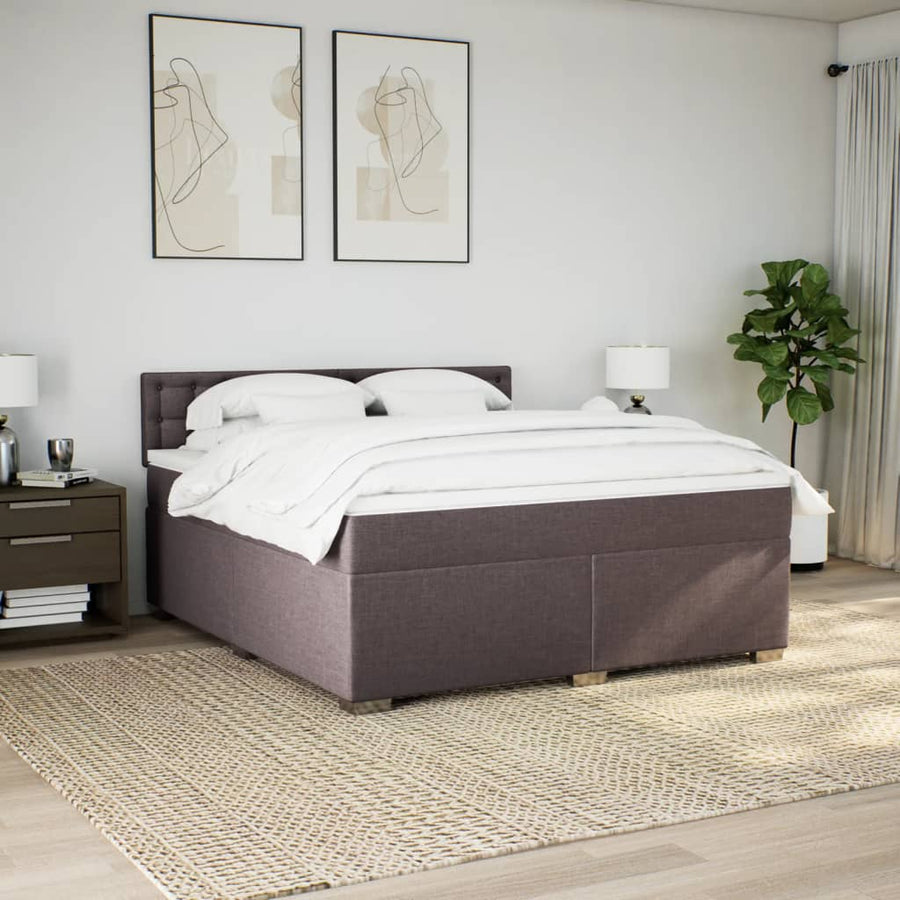Boxspring met matras stof donkerbruin 180x200 cm
