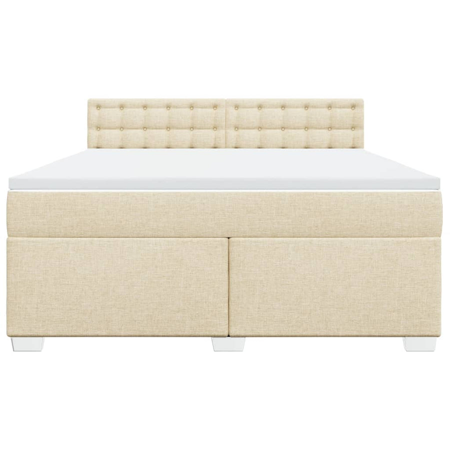 Boxspring met matras stof crèmekleurig 180x200 cm