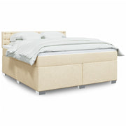Fabric cream-colored box spring with mattress 180x200 cm