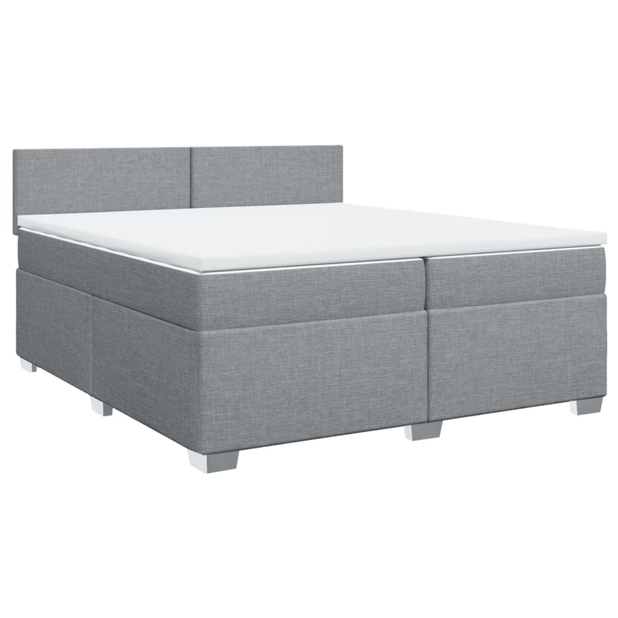 Boxspring met matras stof lichtgrijs 200x200 cm