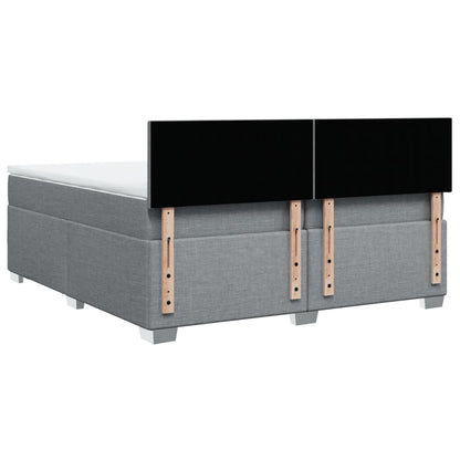 Boxspring met matras stof lichtgrijs 200x200 cm