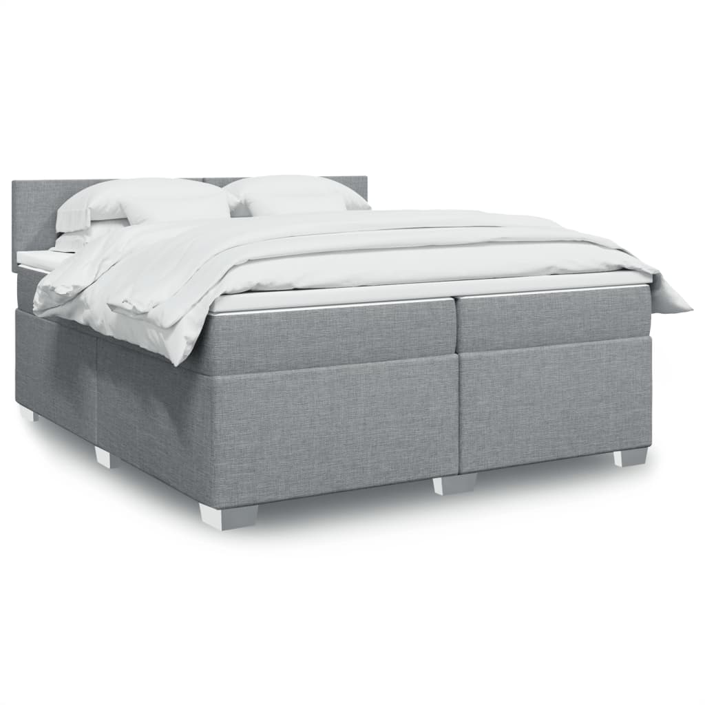 Boxspring met matras stof lichtgrijs 200x200 cm