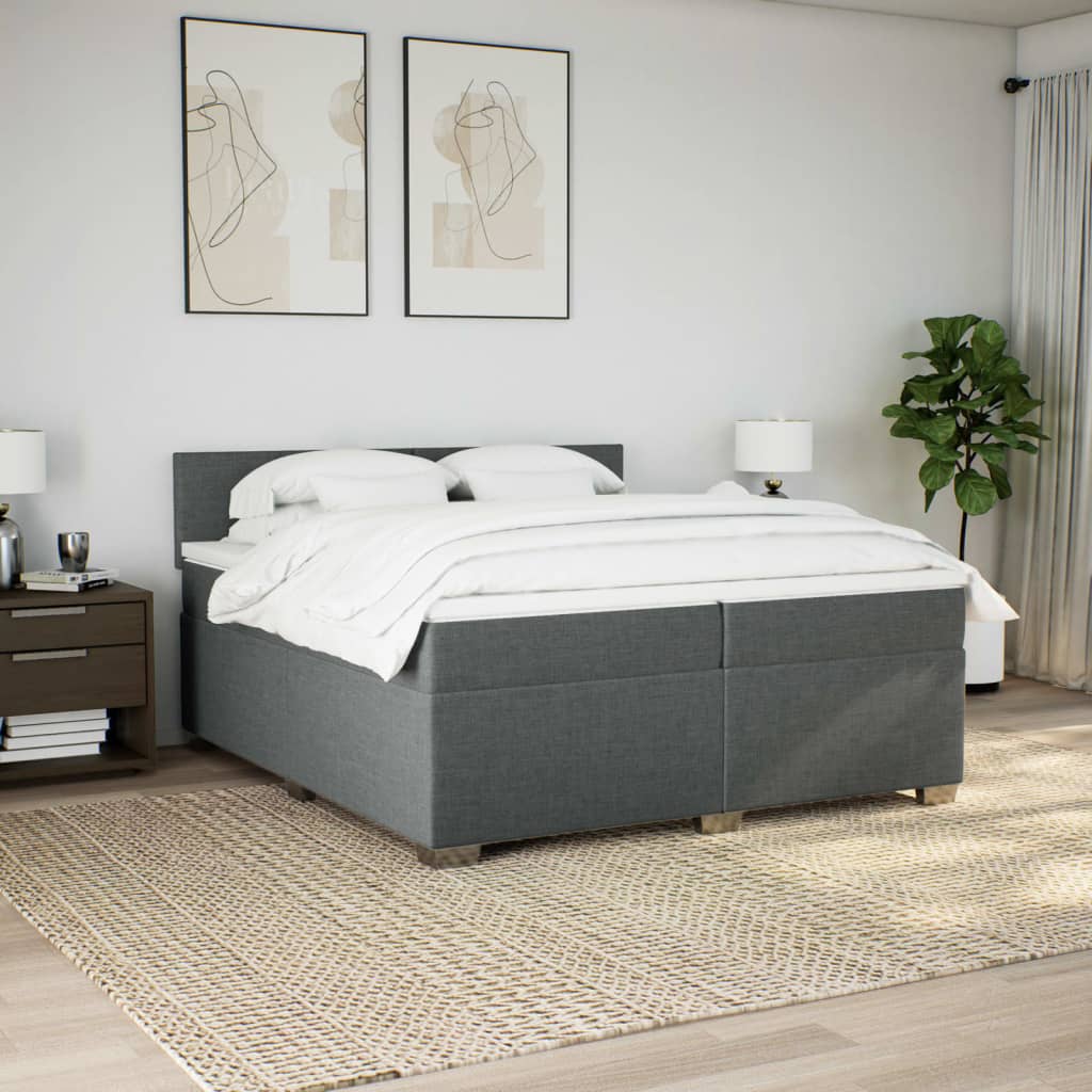 Boxspring met matras stof donkergrijs 200x200 cm