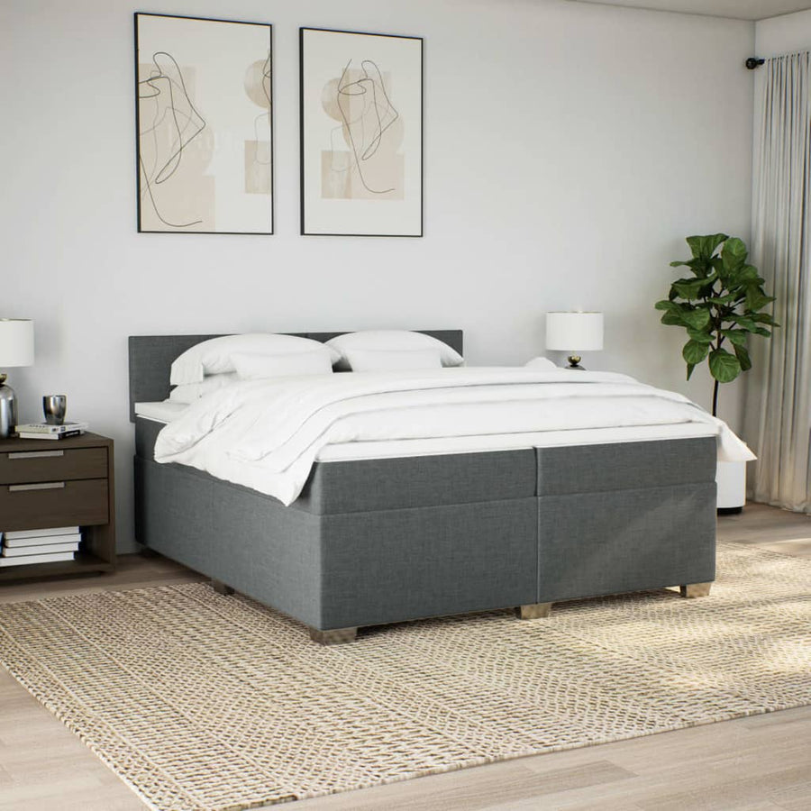 Boxspring met matras stof donkergrijs 200x200 cm
