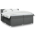Box spring with dark gray fabric mattress 200x200 cm