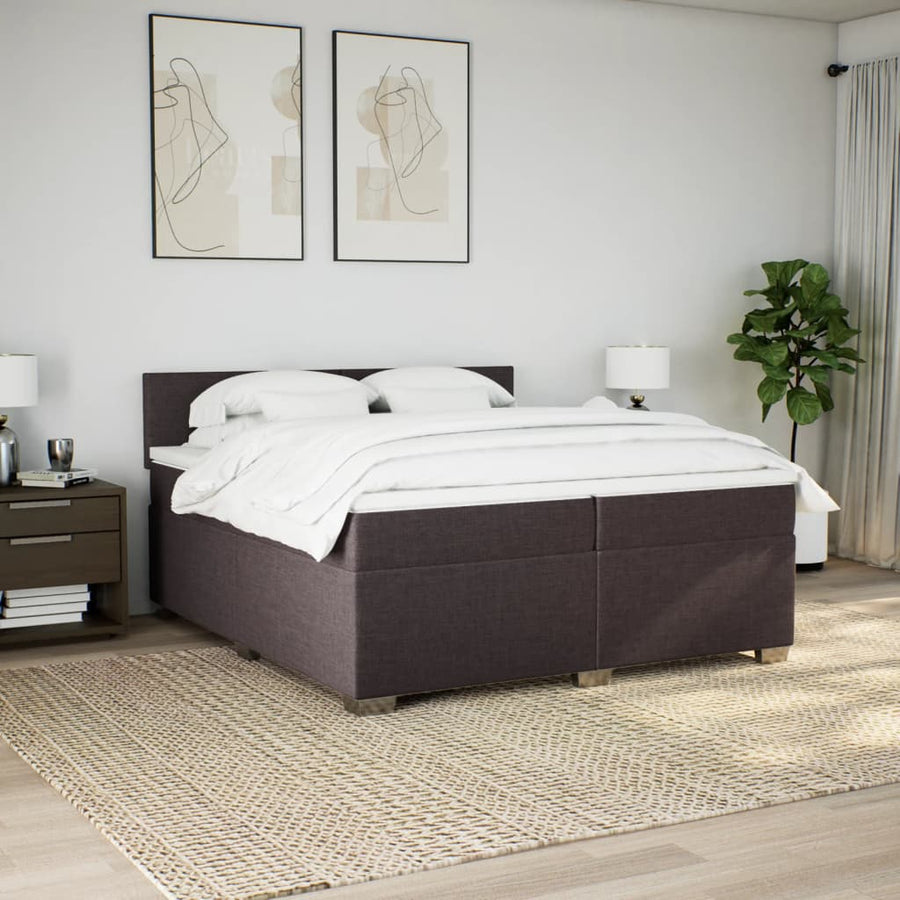 Boxspring met matras stof donkerbruin 200x200 cm