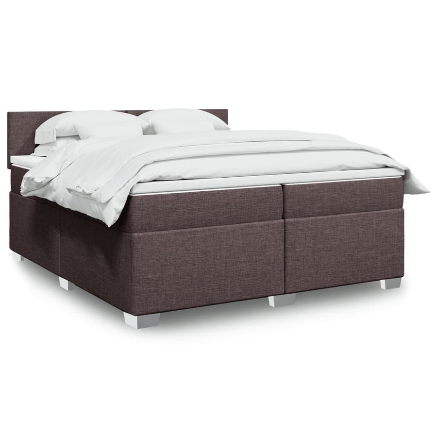 Boxspring met matras stof donkerbruin 200x200 cm