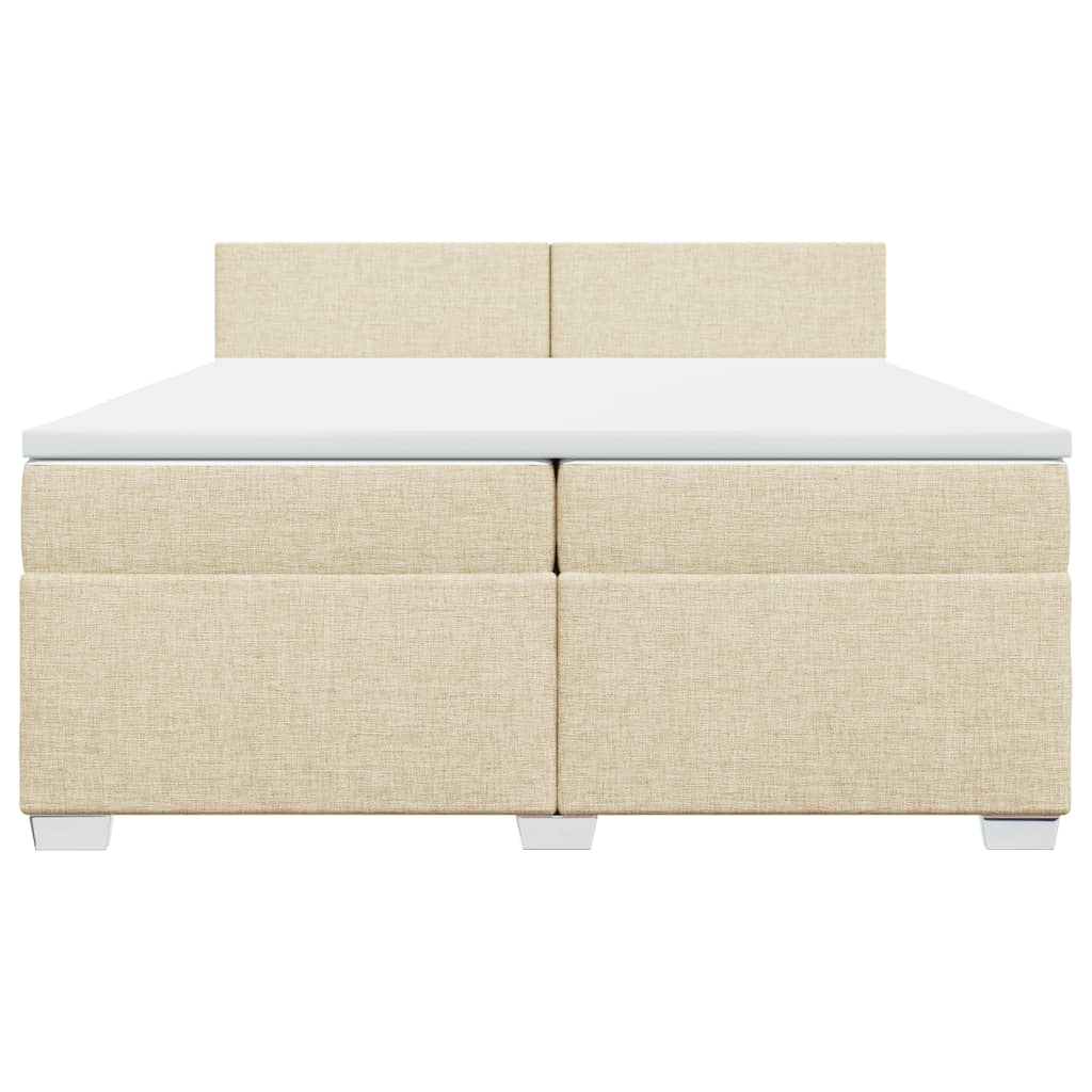 Boxspring met matras stof crèmekleurig 200x200 cm