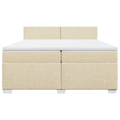 Boxspring met matras stof crèmekleurig 200x200 cm