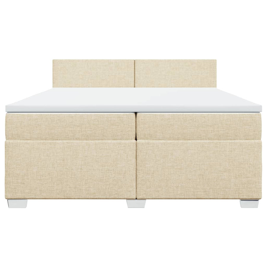 Boxspring met matras stof crèmekleurig 200x200 cm
