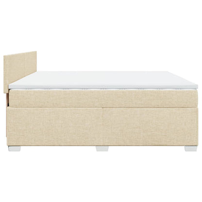 Boxspring met matras stof crèmekleurig 200x200 cm