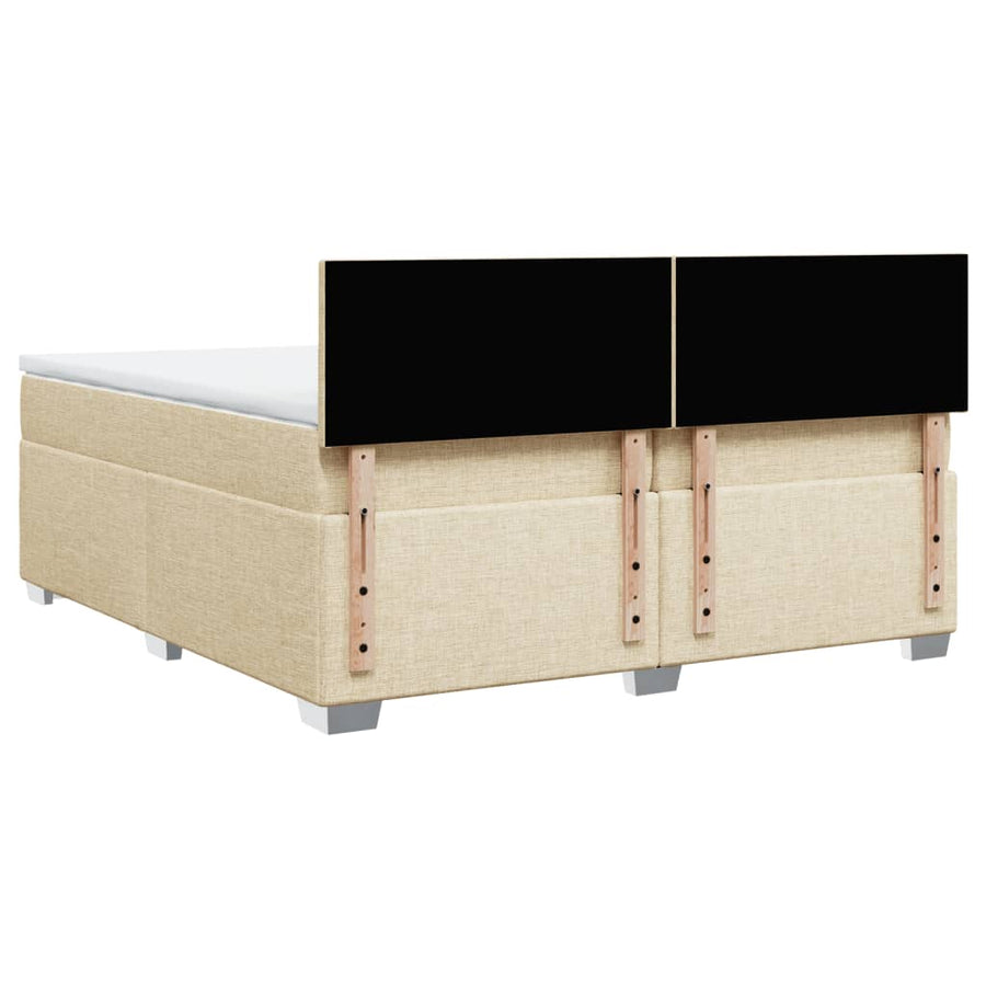 Boxspring met matras stof crèmekleurig 200x200 cm