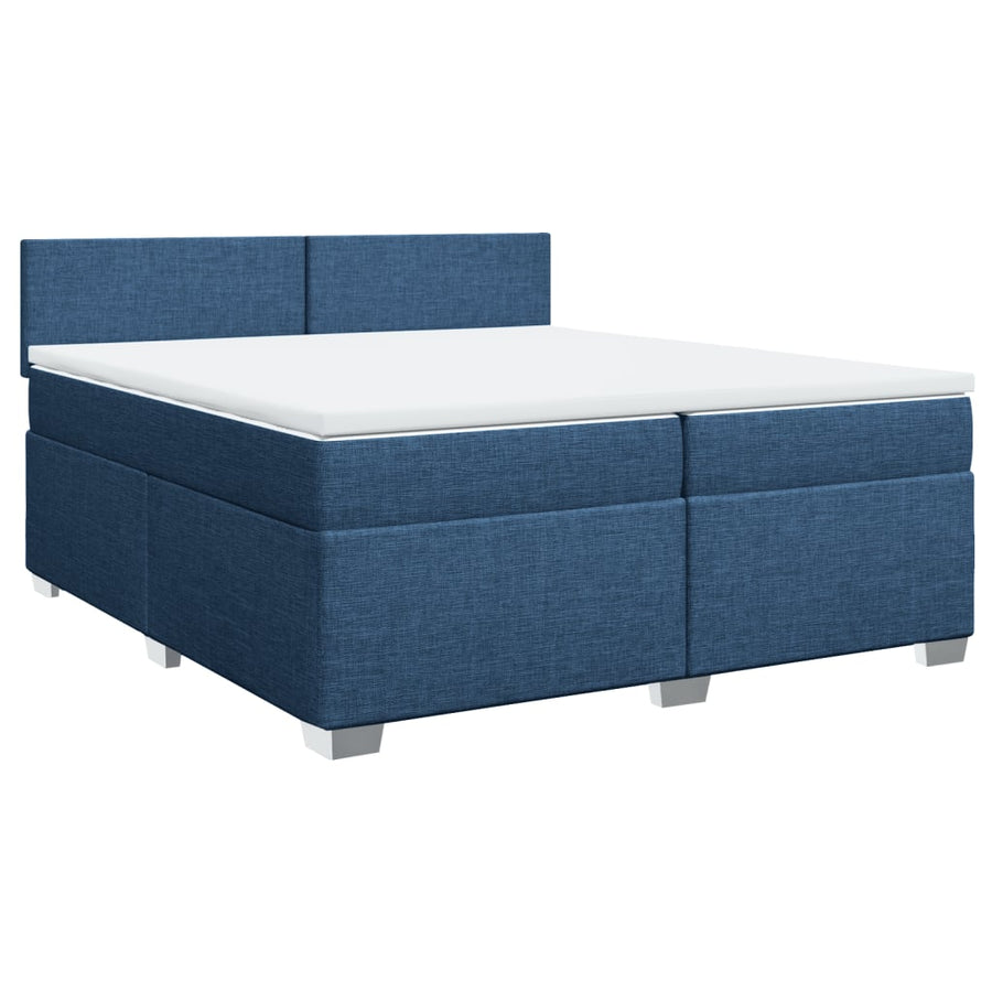 Boxspring met matras stof blauw 200x200 cm