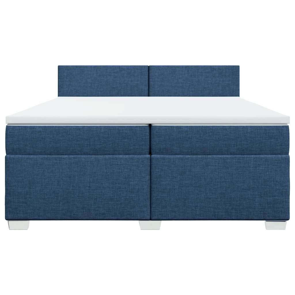 Boxspring met matras stof blauw 200x200 cm