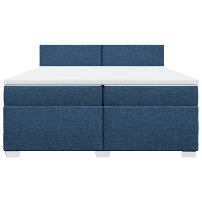 Boxspring met matras stof blauw 200x200 cm