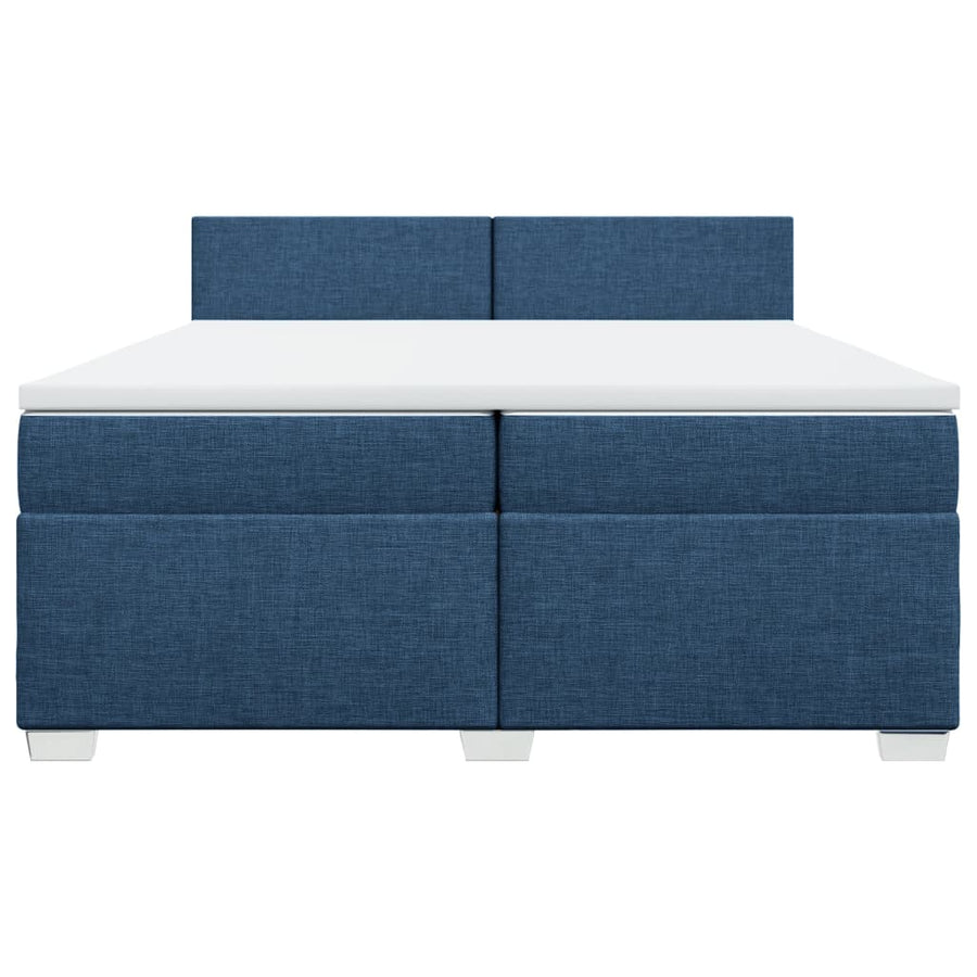Boxspring met matras stof blauw 200x200 cm