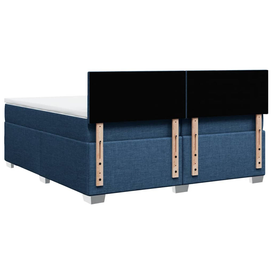 Boxspring met matras stof blauw 200x200 cm