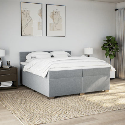 Boxspring met matras stof lichtgrijs 200x200 cm