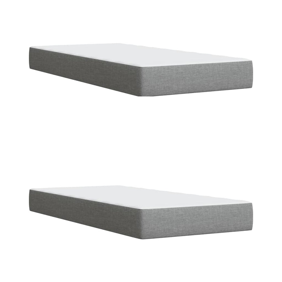 Boxspring met matras stof lichtgrijs 200x200 cm