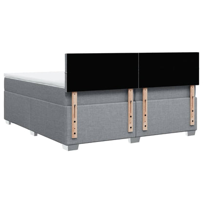 Boxspring met matras stof lichtgrijs 200x200 cm