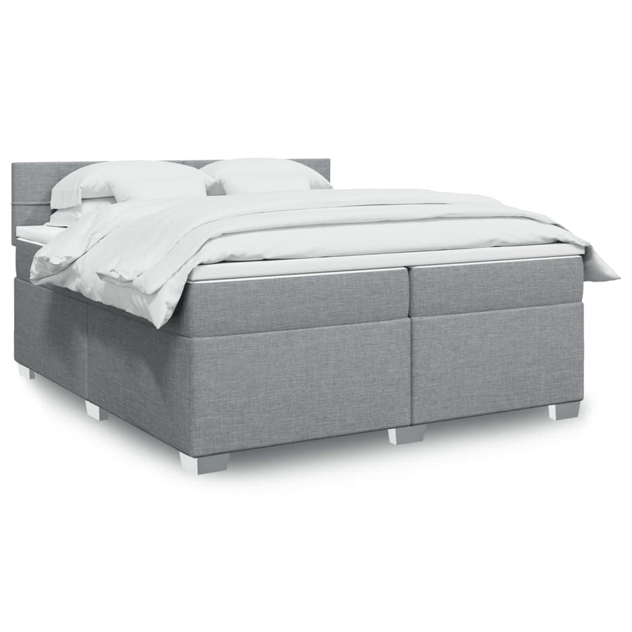 Boxspring met matras stof lichtgrijs 200x200 cm