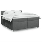 Box spring with dark gray fabric mattress 200x200 cm