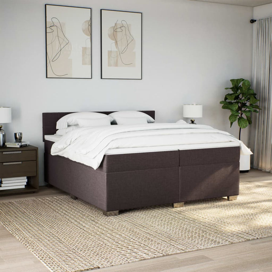 Boxspring met matras stof donkerbruin 200x200 cm
