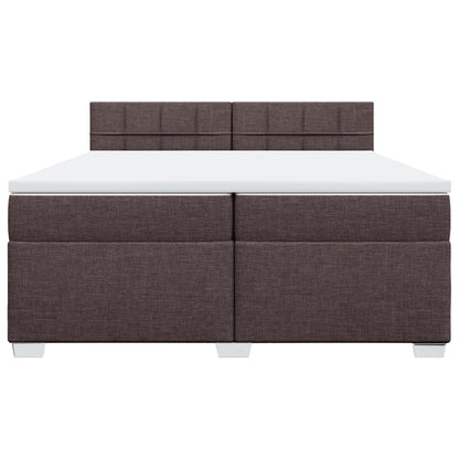 Boxspring met matras stof donkerbruin 200x200 cm
