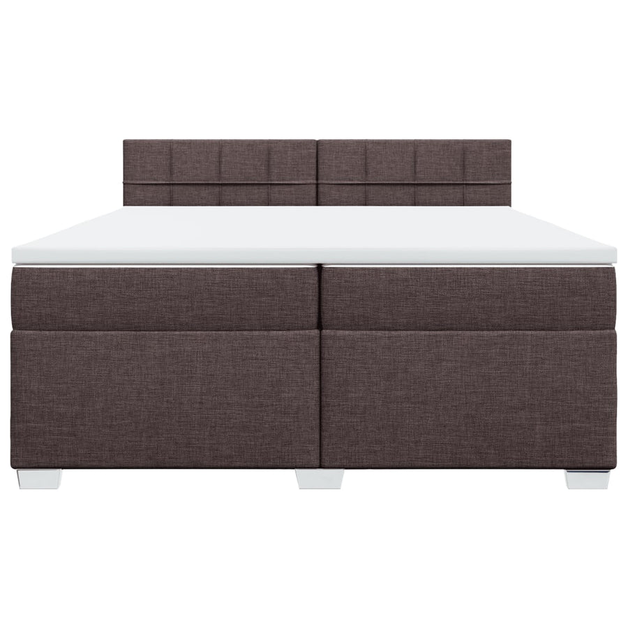 Boxspring met matras stof donkerbruin 200x200 cm