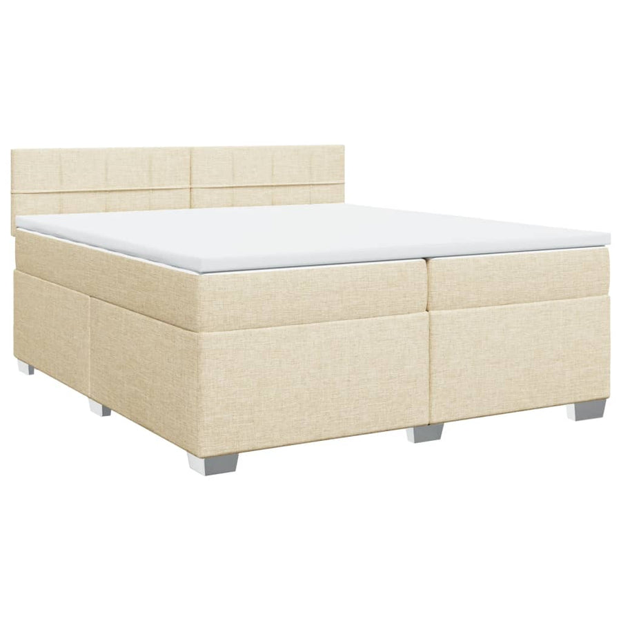 Boxspring met matras stof crèmekleurig 200x200 cm