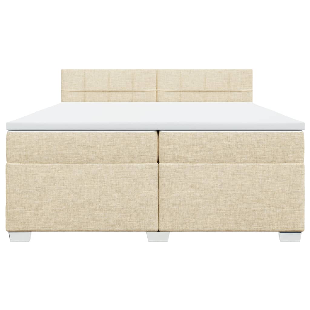 Boxspring met matras stof crèmekleurig 200x200 cm