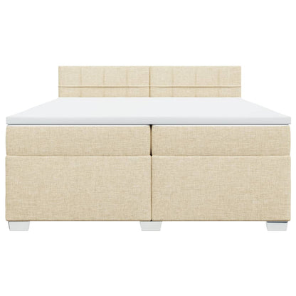 Boxspring met matras stof crèmekleurig 200x200 cm