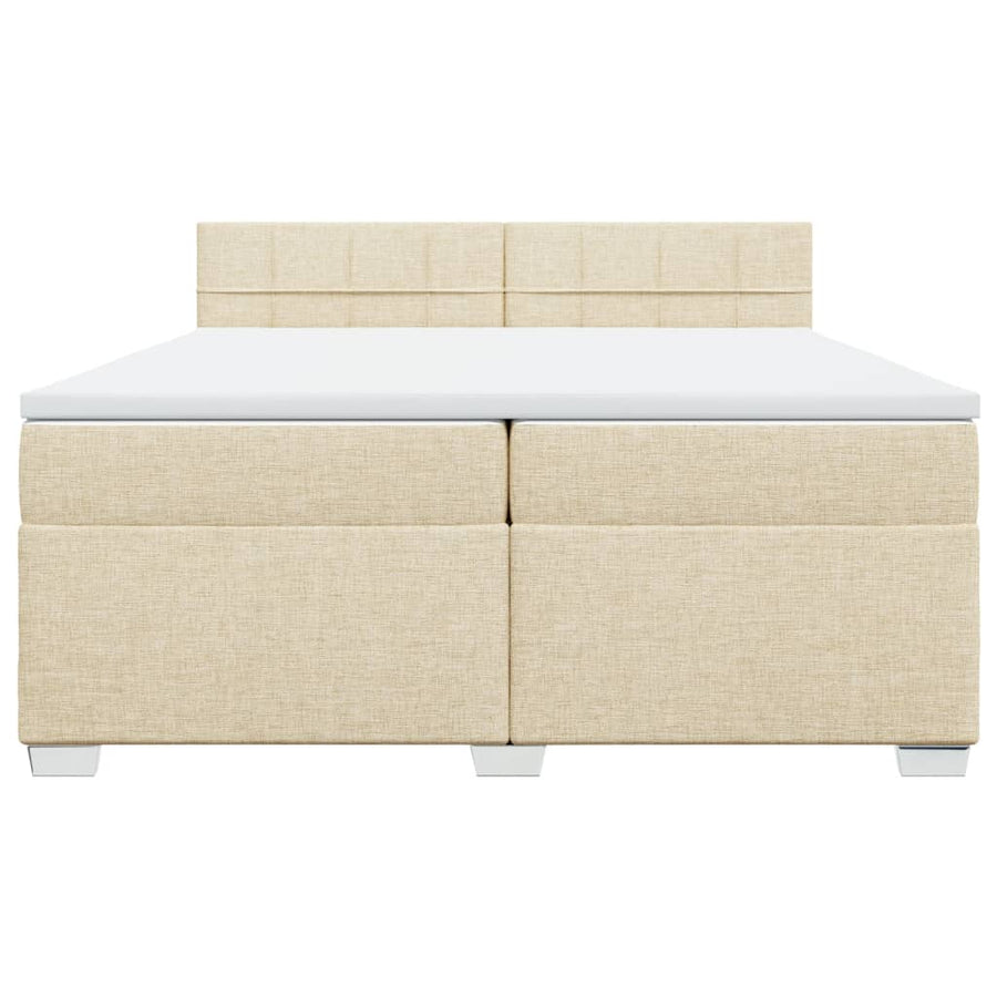 Boxspring met matras stof crèmekleurig 200x200 cm