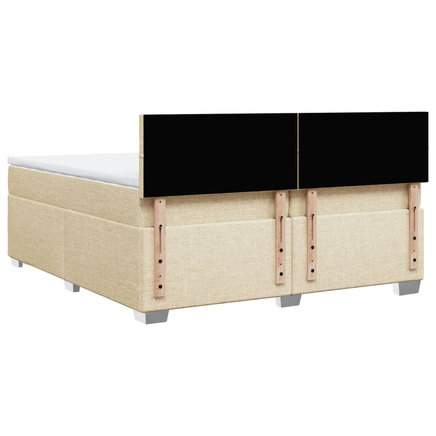 Boxspring met matras stof crèmekleurig 200x200 cm
