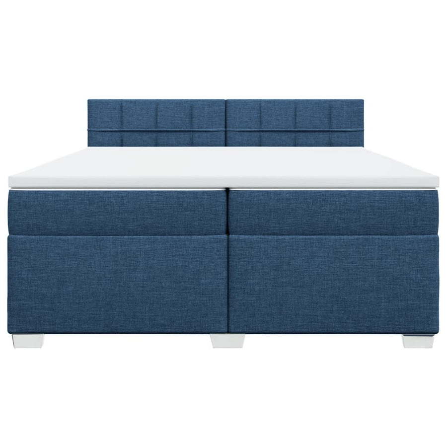 Boxspring met matras stof blauw 200x200 cm