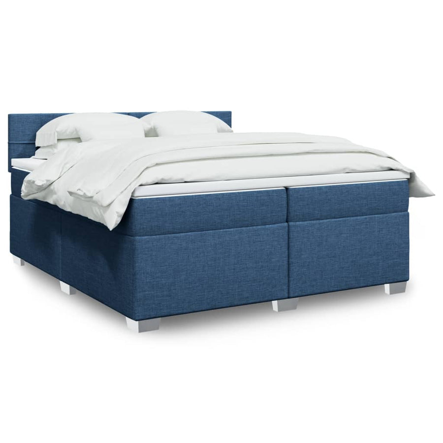 Boxspring met matras stof blauw 200x200 cm