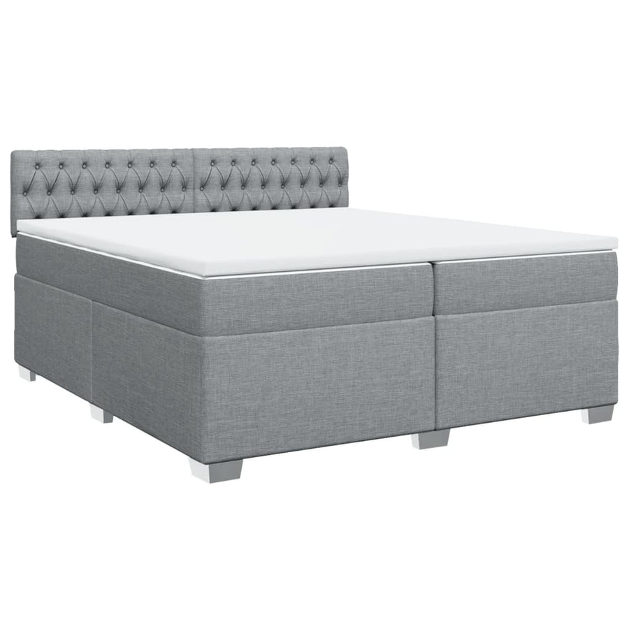 Boxspring met matras stof lichtgrijs 200x200 cm