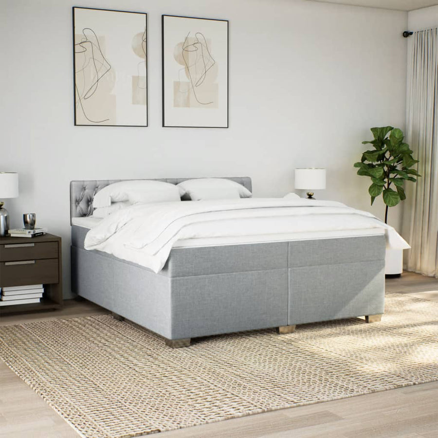 Boxspring met matras stof lichtgrijs 200x200 cm