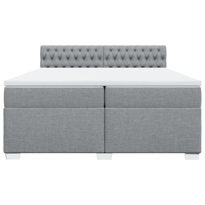 Boxspring met matras stof lichtgrijs 200x200 cm
