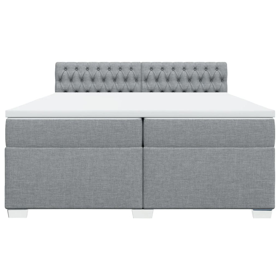 Boxspring met matras stof lichtgrijs 200x200 cm