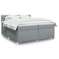 Box spring with mattress light gray fabric 200x200 cm