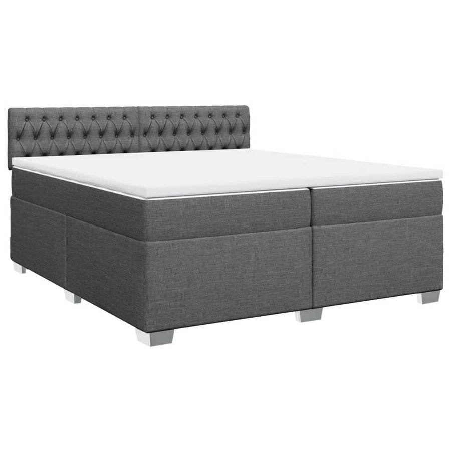 Boxspring met matras stof donkergrijs 200x200 cm