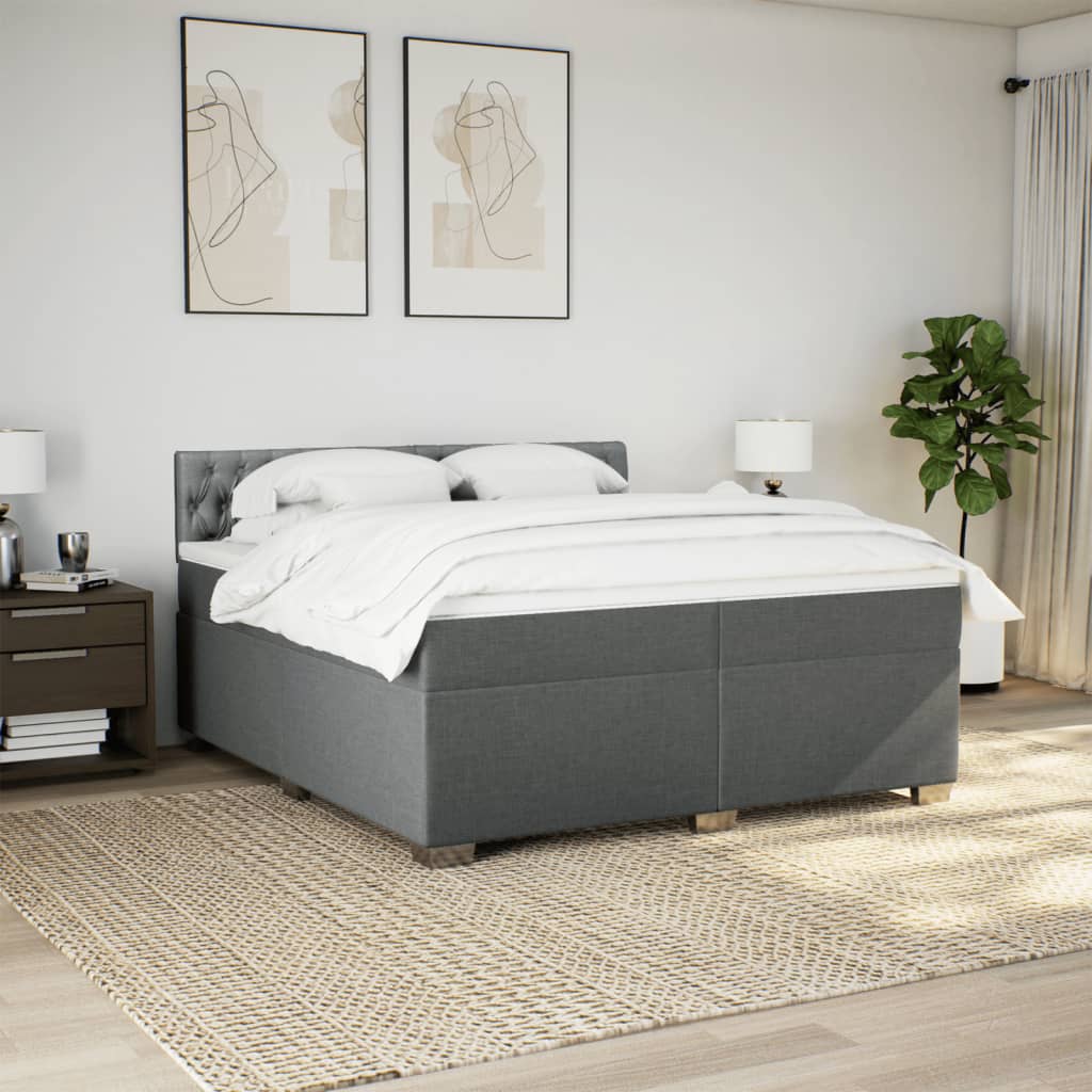 Boxspring met matras stof donkergrijs 200x200 cm
