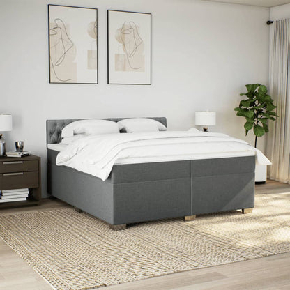 Boxspring met matras stof donkergrijs 200x200 cm